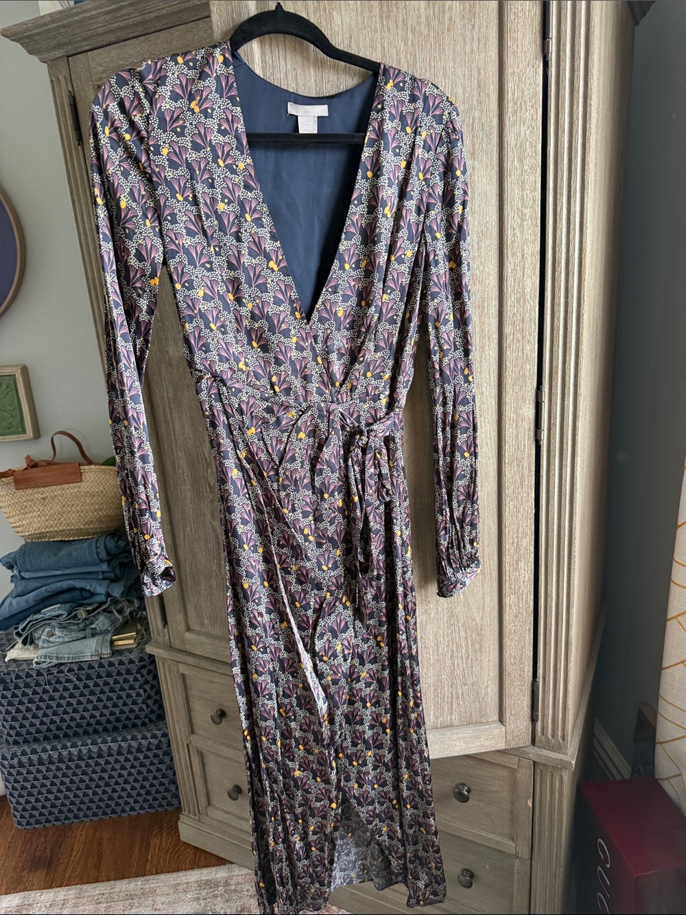 H&M Floral Wrap Maxi Dress - Purple Pattern